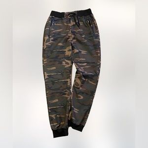 Riflessi camo olive jogging training running 4 zipper pocket sweat pants mens L